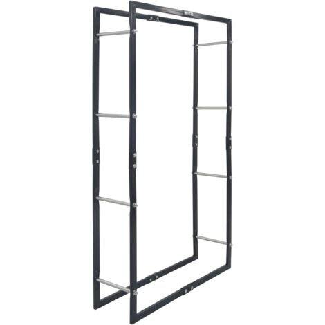 Portant de bois de chauffage Noir 80x25x150 cm Acier vidaXL (1/5)
