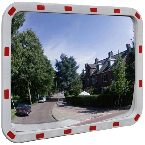 Vidaxl – Miroir de trafic convexe rectangulaire 60x80cm – Plastique PC incassable – Support de montage inclus – Pour intersections et virages serrés