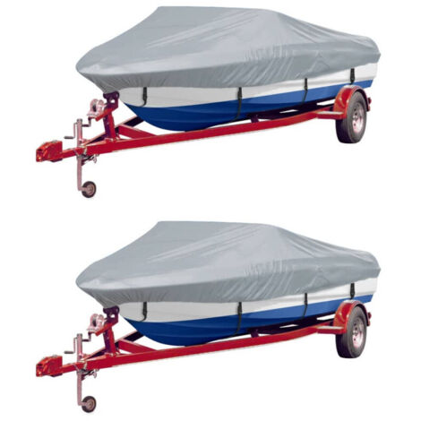vidaXL Housses de bateau 2 pcs Gris Longueur 519-580 cm Largeur 294 cm (1/5)
