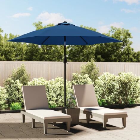 Parasol d'extérieur avec lumières LED et mât en acier Azuré vidaXL (1/5)