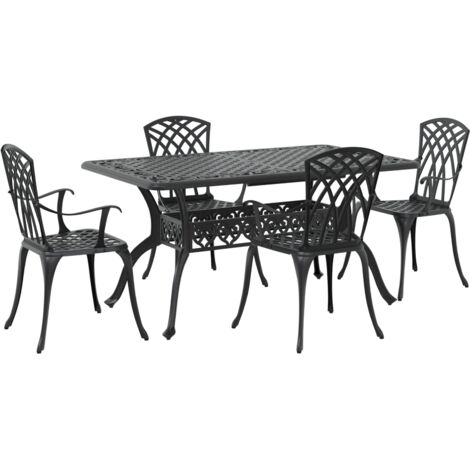 Ensemble de salle à manger pour jardin 5 pcs Noir Aluminium vidaXL