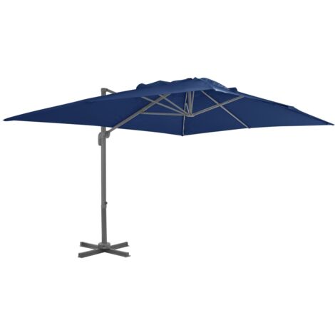 Parasol de jardin en porte-à-faux et mât en aluminium bleu azur vidaXL