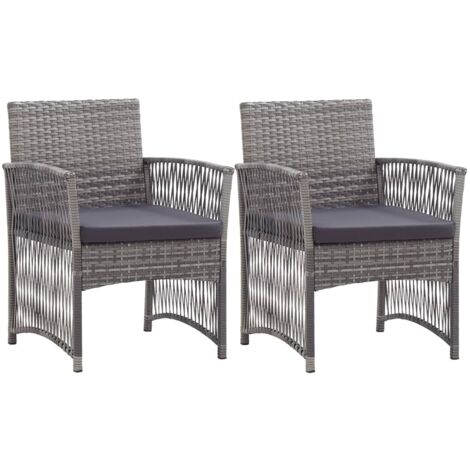 Fauteuils de jardin coussins lot de 2 Anthracite Résine tressée vidaXL (1/5)