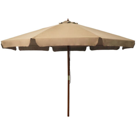 Parasol d'extérieur avec mât en bois 330 cm Taupe vidaXL