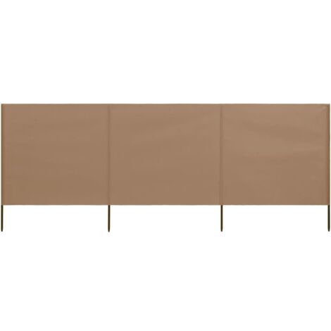 Vidaxl – Paravent pliable 3 panneaux en tissu non-tissé 400 x 160 cm – Couleur taupe – Poteaux en bois pour protection contre le vent