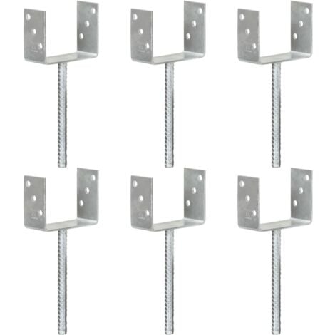 Piquets de clôture 6 pcs Argenté 12x6x30 cm Acier galvanisé vidaXL