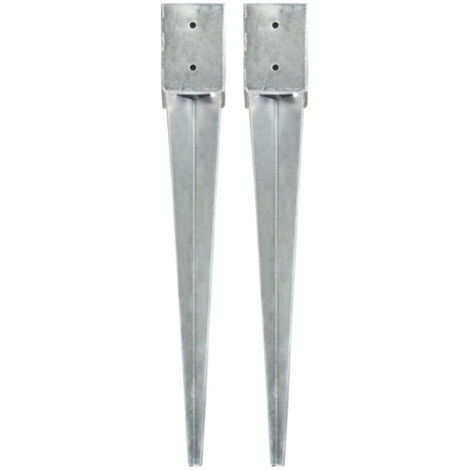 vidaXL Piquets au sol 2 pcs Argenté 10x10x76 cm Acier galvanisé