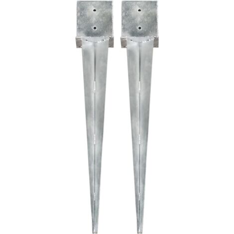 Piquets au sol 2 pcs argenté 14x14x91 cm acier galvanisé vidaXL