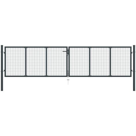 Vidaxl – Portail grillagé en acier galvanisé 400 x 150 cm – Finition enduite de poudre – Résistant à la rouille – Installation facile avec piquet de sol