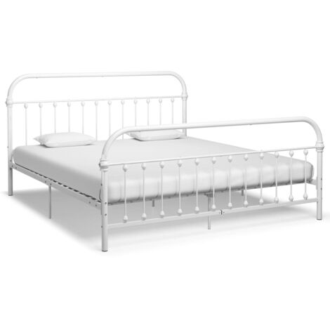Cadre de lit sans matelas et tête de lit blanc 180x200 cm métal vidaXL (1/6)