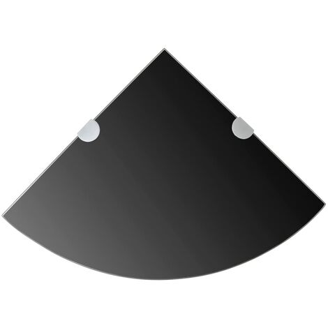 Étagères d'angle 2 pcs et supports chromés Verre Noir 25x25 cm vidaXL