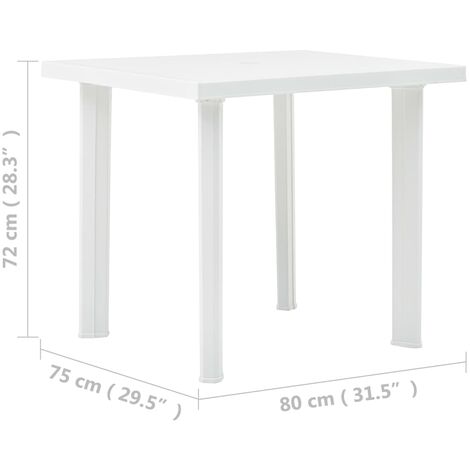 Table dappoint carré 80 x 80 Nettuno en résine dure de plastique blanc avec trou pour parasol pour extérieur Maison balcon bar Sagra de jardin 