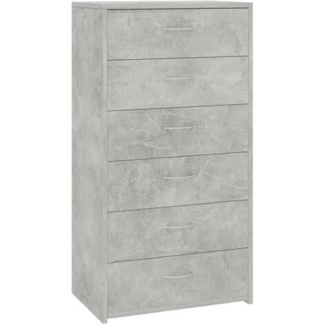 Vidaxl – Buffet 6 tiroirs gris béton 50x34x96 cm – Bois d'ingénierie durable – Parfait pour rangement et décoration moderne