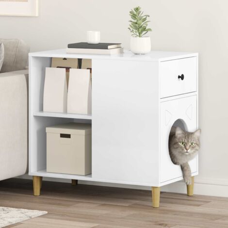 vidaXL Maison pour chat Blanc Brillant 72 x 42.5 x 70 cm