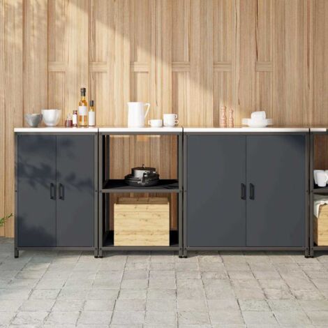 vidaXL Ensemble de rangement cuisine HATTEM 3 pcs Anthracite