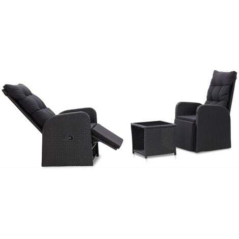Ensemble de bistro 3 pcs avec coussins Résine tressée Noir vidaXL (1/5)