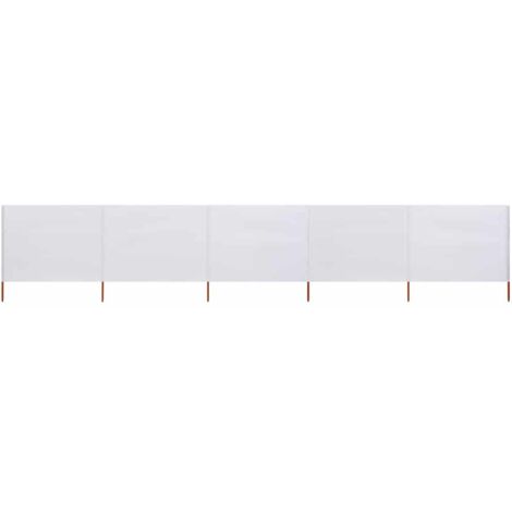Paravent 5 panneaux Tissu 600 x 160 cm Blanc sable vidaXL