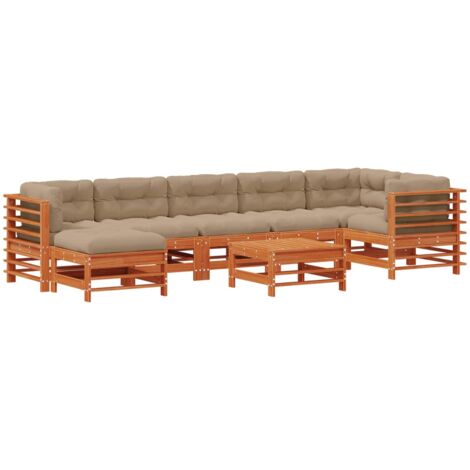 Ensemble de salon de jardin 8 pcs Brun cire Bois de pin massif vidaXL (1/5)