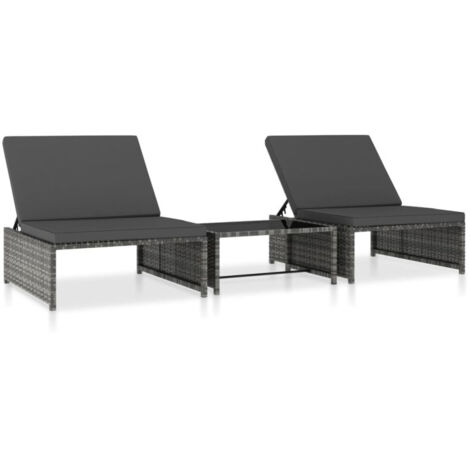 vidaXL Chaises inclinables de jardin lot de 2 et table résine tressée (1/5)
