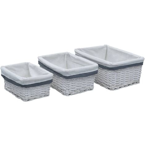 Ensemble de paniers gigognes 3 pcs Blanc Saule vidaXL