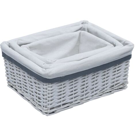 Ensemble de paniers gigognes 3 pcs Blanc Saule vidaXL