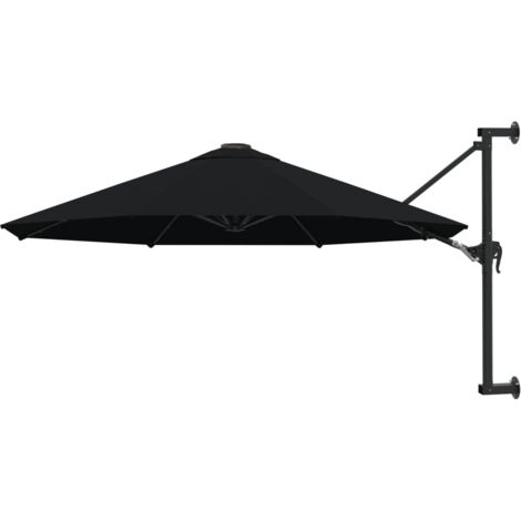 Parasol mural avec mât en métal 300 cm Noir vidaXL