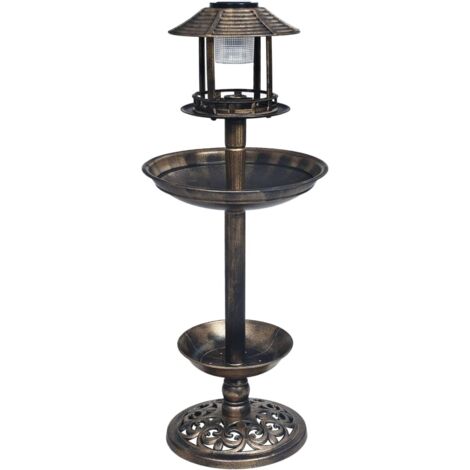 Bain décoratif pour oiseaux à LED à énergie solaire Plastique vidaXL