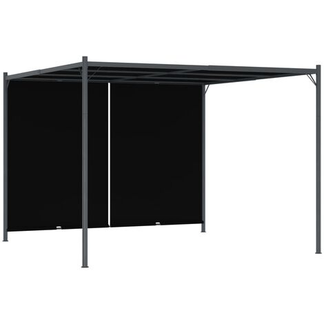 Vidaxl – Pergola de jardin rétractable 3x3 m – Tissu polyester résistant aux intempéries – Cadre en acier enduit de poudre – Design ajustable (1/5)