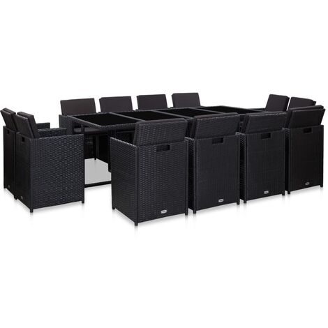 Ensemble à manger d'extérieur 13 pcs coussins Résine tressée vidaXL