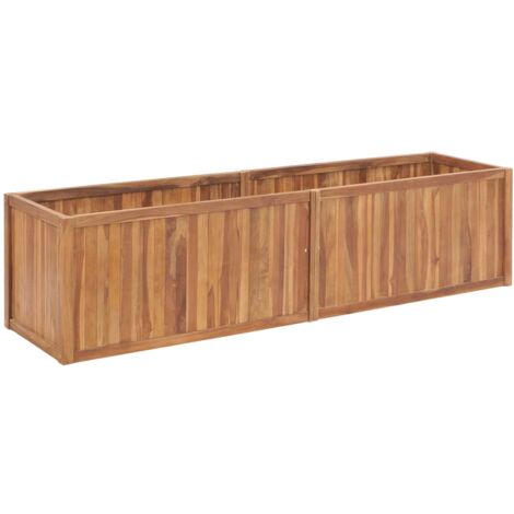 Vidaxl – Lit surélevé de jardin en bois de teck 200x50x50 cm – Résistant aux intempéries – Finition poncée pour extérieur – Fond ouvert