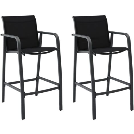 Chaises de bar de jardin lot de 2 Noir Textilène vidaXL
