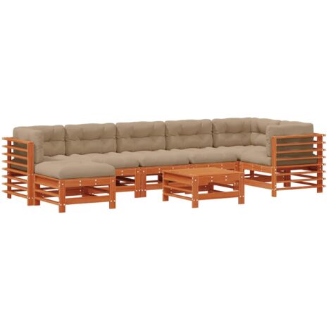 Ensemble de salon de jardin 8 pcs Brun Ciré Bois de pin massif vidaXL (1/5)