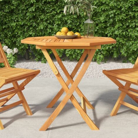 Vidaxl – Table extensible en teck massif 85x85x76 cm – Résistante aux intempéries – Pour 4 personnes – Facile à plier et transporter