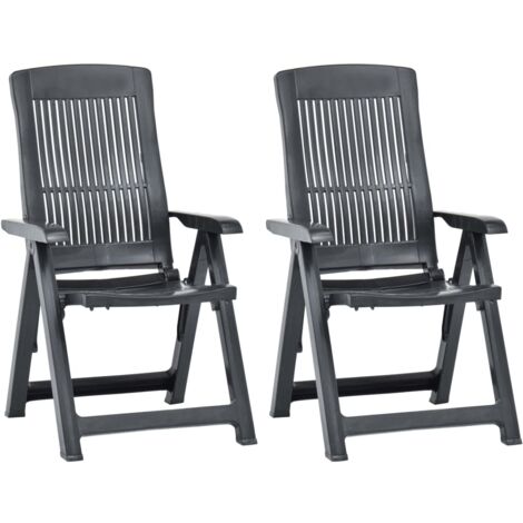 Chaises inclinables de jardin lot de 2 Plastique Anthracite vidaXL (1/5)