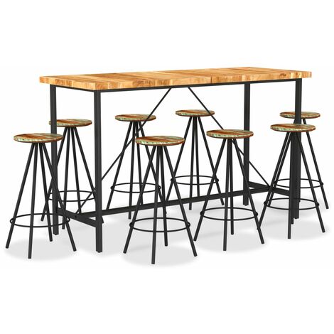 Ensemble de bar 9 pcs Bois d'acacia et de récupération massif vidaXL (1/5)