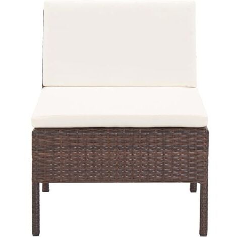 Salon de jardin 3 pcs avec coussins Résine tressée Marron vidaXL
