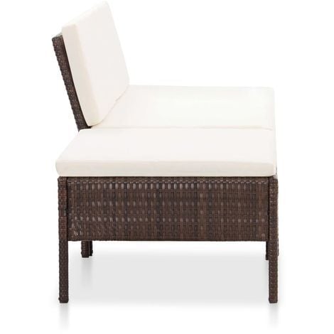 Salon de jardin 3 pcs avec coussins Résine tressée Marron vidaXL
