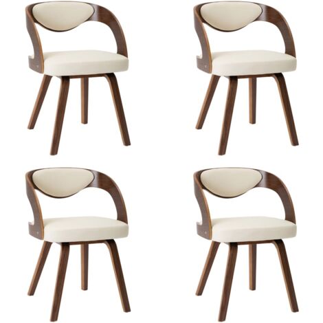 Chaises à manger lot de 4 crème bois courbé et similicuir vidaXL (1/8)