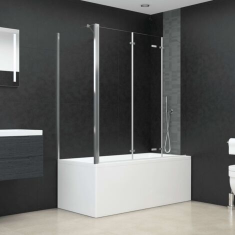 Vidaxl – Enclos de bain pliable 120x69x130 cm – Verre trempé 3 mm – Aluminium – Bras de support inclus – Accessoires de montage fournis (1/7)