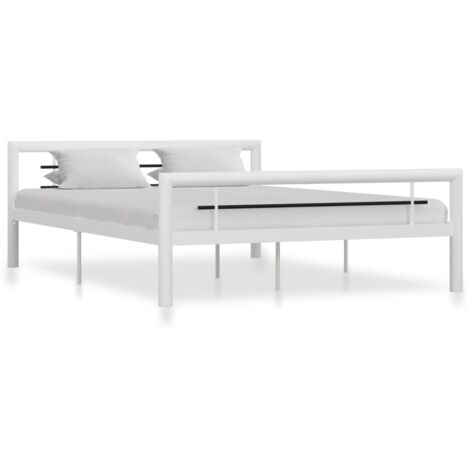 Cadre de lit sans matelas blanc et noir métal 120x200 cm vidaXL (1/5)