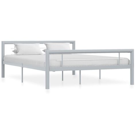 Cadre de lit sans matelas gris et blanc métal 120x200 cm vidaXL (1/5)