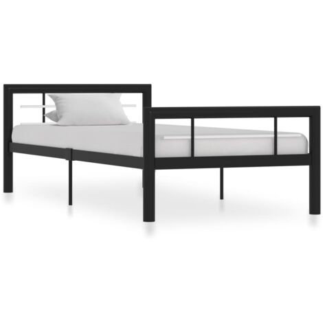 Cadre de lit sans matelas noir et blanc métal 90x200 cm vidaXL (1/5)