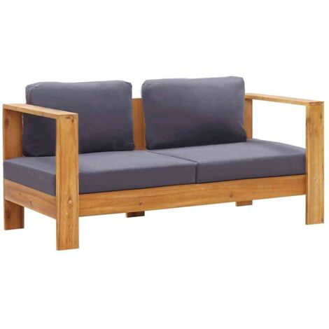 Banc de jardin avec coussins 140 cm Bois d'acacia solide Gris vidaXL (1/5)