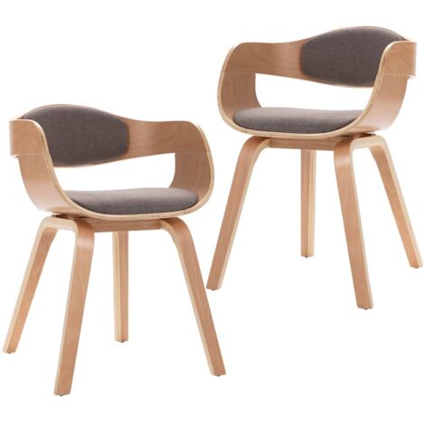 Chaises à manger lot de 2 bois courbé et tissu taupe vidaXL (1/5)