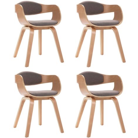 Chaises à manger lot de 4 bois courbé et tissu taupe vidaXL (1/5)
