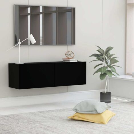 Meuble TV Noir 100x30x30 cm Bois d’ingénierie vidaXL (1/7)