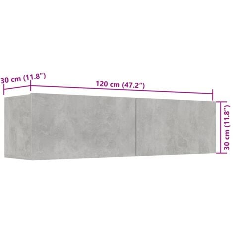 Meuble TV Gris béton 120x30x30 cm Bois d’ingénierie vidaXL
