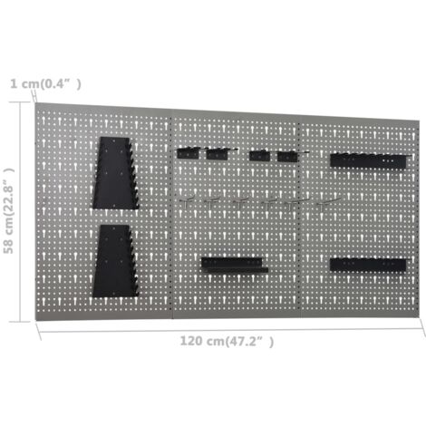 Panneaux perforés muraux 3 pcs 40x58 cm Acier vidaXL