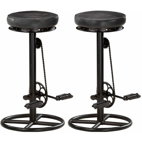 Tabourets de bar lot de 2 noir cuir véritable de chèvre vidaXL (1/5)