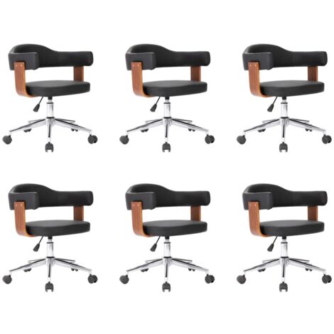 Chaises pivotantes à manger lot de 6 bois courbé et similicuir vidaXL (1/5)